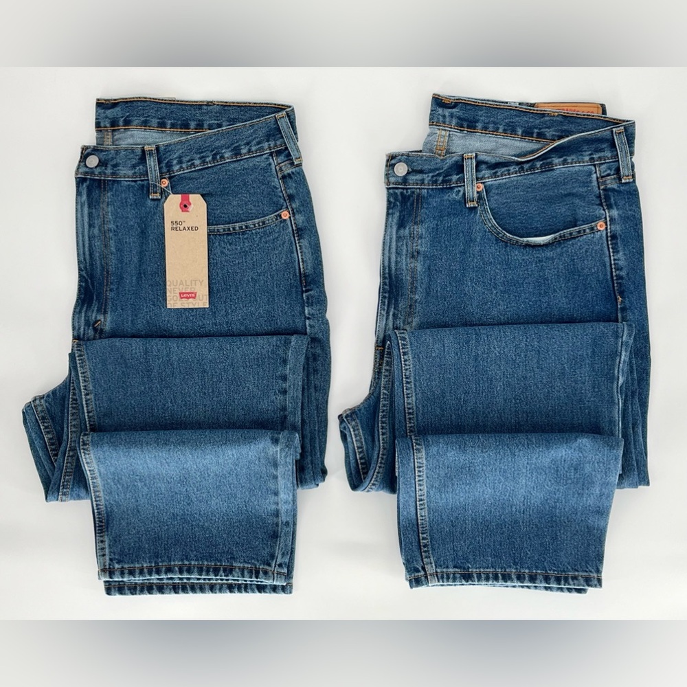 2 Pairs of Men’s Levi Strauss 550 Straight Leg Medium Wash Jeans - 1 NWT, 1 EUC